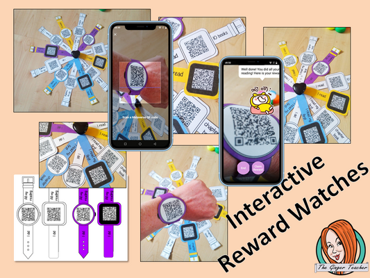 Interactive Reading Achievements Reward watches (Brag Tags) download the free Metaverse AR app Scan the code and a fun character will appear to congratulate the kids! Each tag has AR reward that the children collect also the option to take a reward selfie these reward watches can be printed and used in your classroom to reward reading achievements. They are great to give out to the children to create a fun classroom environment. #bragtags #rewardtag #awardtags #backtoschool