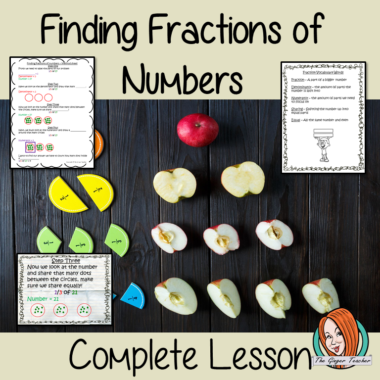 Completing Fractions Finding Fractions of Numbers, Complete Math lesson – The Ginger Teacher