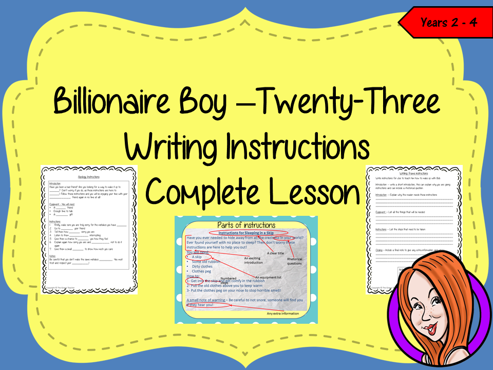 Writing Instructions Complete Lesson  – Billionaire Boy
