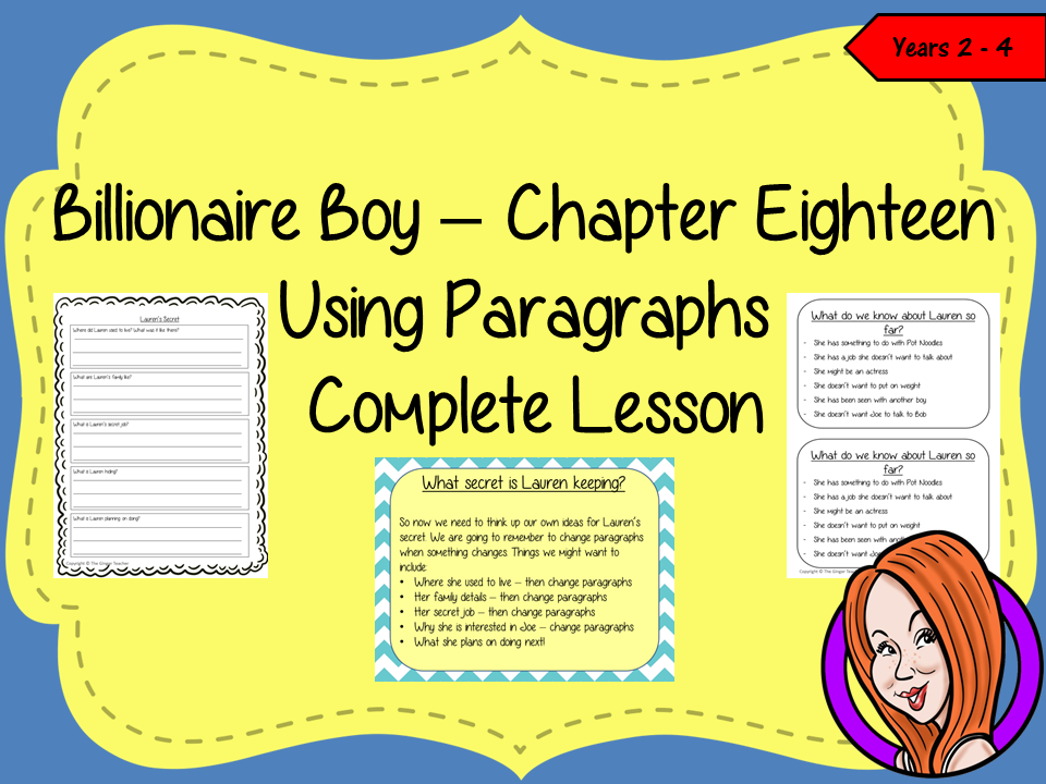 Using Paragraphs Lesson  – Billionaire Boy