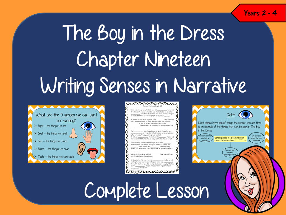 Using Senses in Narratives; Complete Lesson  – The Boy in the Dress
