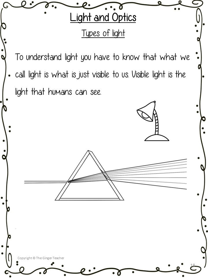Light and Optics Science Workbook