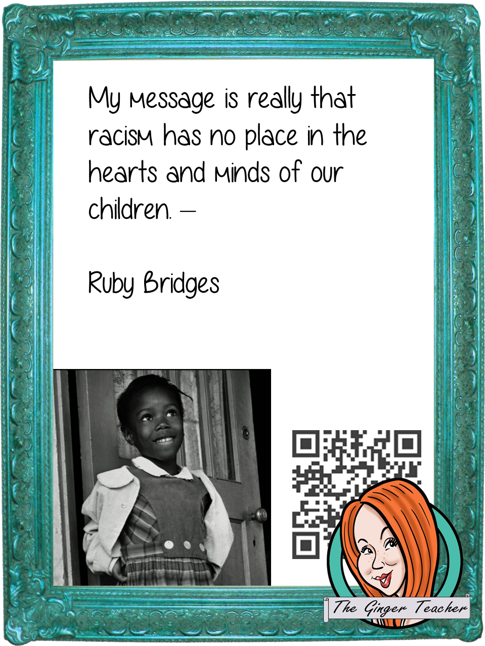 Ruby Bridges Interactive Quote Poster Augmented Reality (AR) interactive quote poster This poster can be printed and used in your classroom access the augmented reality aspects of this poster download the free Metaverse AR (augmented reality) app. Ruby Bridges will appear in your classroom to give your kids extra facts and a short video. Included are two posters one color and one black and white with AR codes for interactive content #blackhistorymonth #blackhistory #rubybridges