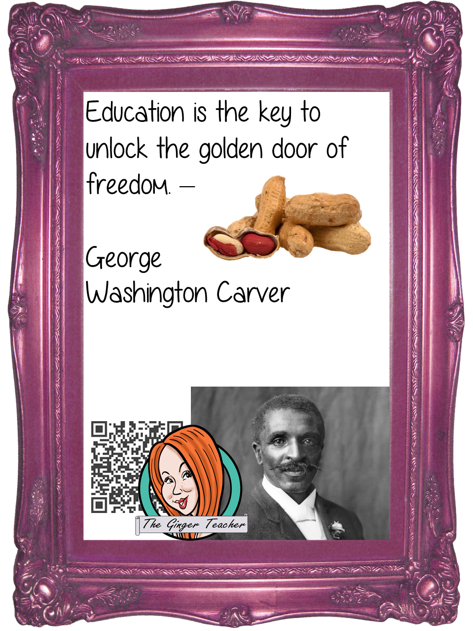 George Washington Carver Interactive Quote Poster Augmented Reality (AR) interactive quote poster This poster can be printed and used in your classroom access the augmented reality aspects of this poster with the free Metaverse app. George Washington Carver will appear in your classroom to give your kids extra facts and a short task. Included are two posters one color and one black and white with AR codes for interactive content #blackhistorymonth #blackhistory #georgewashingtoncarver