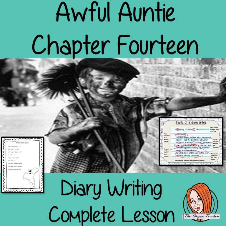 Diary writing Complete English Lesson on Awful Auntie by David Walliams. Teachers will get full resources and plans for teaching school children to write diary entries in the classroom. There is a PowerPoint to explain the activity and then practice independently. There is also a short chapter summary sheet for kids to reflect on the chapter read and share their ideas. #lessonplans #teachingideas #readingactivities #davidwalliams 