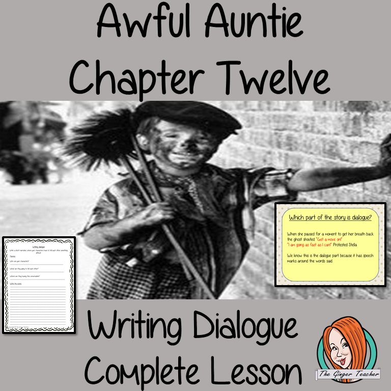 Writing dialogue narratives Complete English Lesson on Awful Auntie by David Walliams. Teachers will get full resources and plans for teaching school children to write dialogue in stories in the classroom. There is a PowerPoint to explain the activity and then practice independently. There is also a short chapter summary sheet for kids to reflect on the chapter read and share their ideas. #lessonplans #teachingideas #readingactivities #davidwalliams 