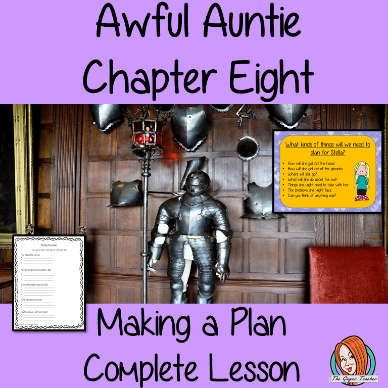 Writing a plan Complete English Lesson on Awful Auntie by David Walliams. Teachers will get full resources and plans for teaching school children to write story plans in the classroom. There is a PowerPoint to explain the activity and then practice independently. There is also a short chapter summary sheet for kids to reflect on the chapter read and share their ideas. #lessonplans #bookstudy #teachingideas #readingactivities #awfulaunty #davidwalliams 