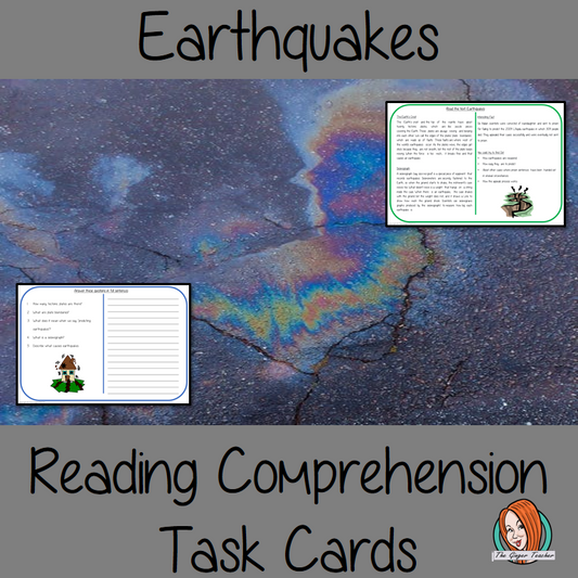 Earthquakes Reading Comprehension Cards Differentiated reading comprehension cards. Three levels of texts and questions to help children with reading comprehension. This text is on Earthquakes and has questions to help children understand and draw meaning from the text.