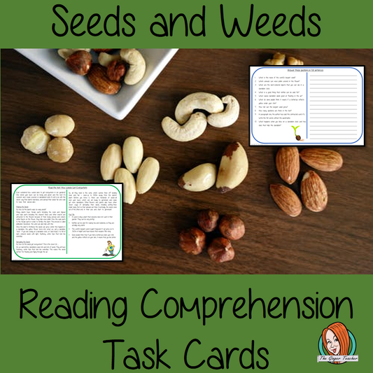 Seeds and Weeds Reading Comprehension Cards  Differentiated reading comprehension cards. Three levels of texts and questions to help children with reading comprehension. This text is on Seeds and Weeds and has questions to help children understand and draw meaning from the text.