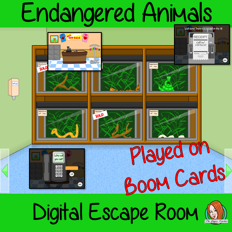 Endangered Animals Escape Room Boom Cards