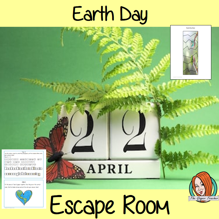Earth Day Escape Room Game     Try this escape room style game with your students today! This is a fun game that is perfect for teaching children about Earth Day. This game focuses on students finding out facts and information and using these to solve puzzles. This helps them to learn.     This activity is great for the beginning of a topic to introduce information or at the end to recap.     Students are trying to help an alien understand Earth Day and they must solve a series of clues, as well as decode d