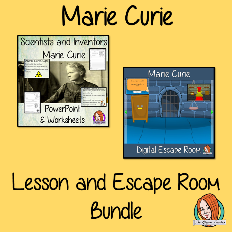 Marie Curie Lesson and Escape Room Bundle
