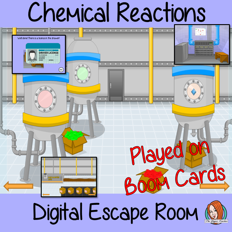 Chemical Reactions Science Escape Room Boom Cards