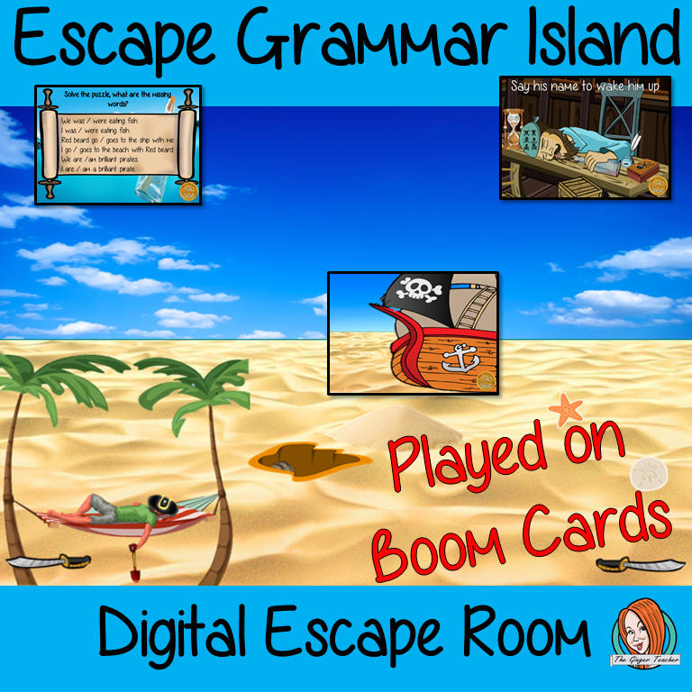 Grammar Practice Escape Room Children can practice grammar facts with this fun digital escape room. Children will need to explore grammar island answer questions and collect information to solve the puzzles and eventually escape the island. No printing required This game uses Boom Cards and you will need a Boom card account to play it which is free