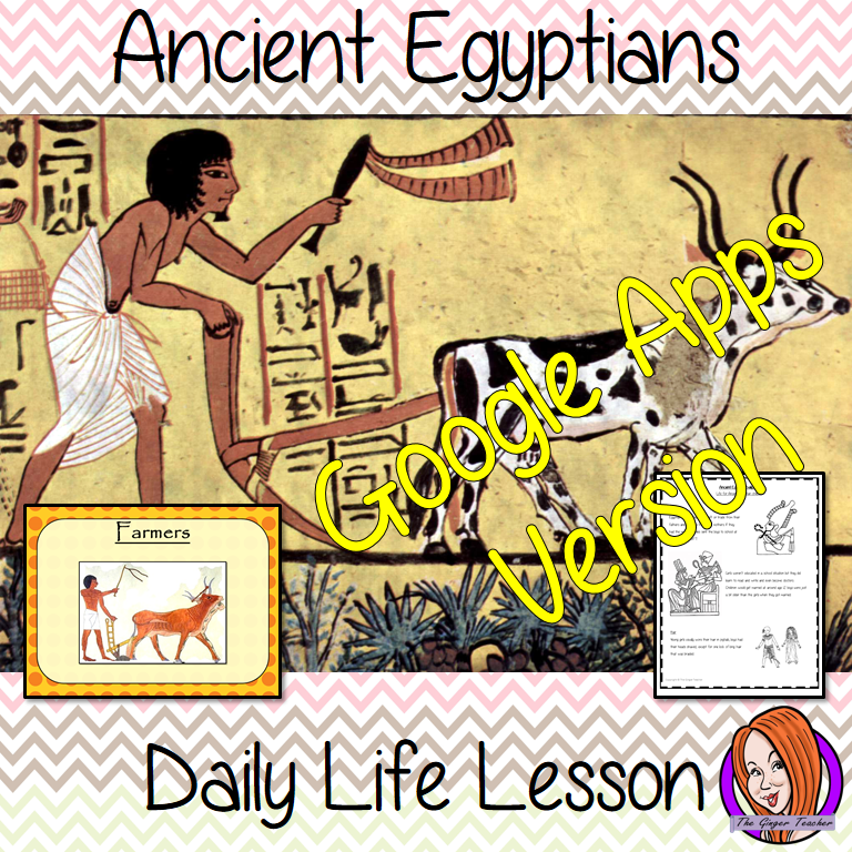 Distance Learning Ancient Egyptian Daily Life Google Slides Lesson   Teach children about daily life in Ancient Egyptian.   This is a complete lesson to teach children about the daily life in Ancient Egypt.  The children will learn the roles and jobs in Ancient Egyptian Society. How children lived and the parts of life that were important to them. There is a detailed 33 slide Ancient Egyptian daily lives, presentation and four versions of the 7-page ‘the daily life in Ancient Egypt’ Google slides worksheet 