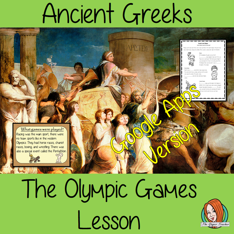 Distance Learning Ancient Greek Olympics Complete History Lesson Teach children about Ancient Greek Olympic Games. resources lesson to teach children about the types of games how they started and the winners and losers of the Olympics. 34 slide PowerPoint and 4 versions of the 8-page worksheet to show their understanding, along with an activity to write instructions for winning The Olympics. #lessonplanning #ancientGreeks #Greeks #teaching #historylessons #historyplanning #googleclassroom