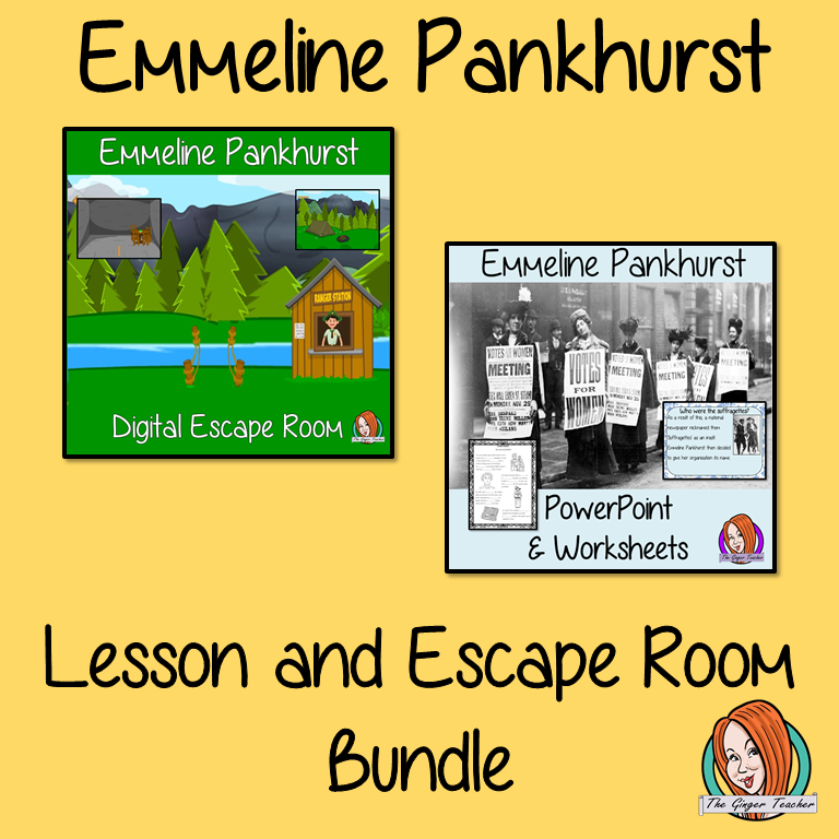 Emmeline Pankhurst Lesson and Escape Room Bundle