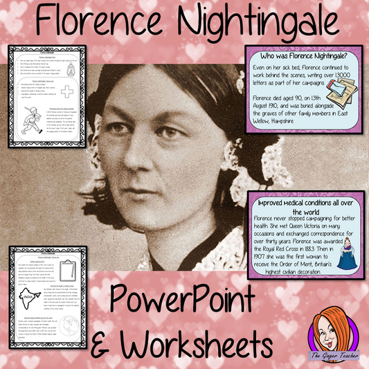 Florence Nightingale PowerPoint and Worksheets Fun history lesson to teach children Bring the lady with the lamp into your classroom, make teaching about nursing and nurse history fun and engaging facts and activities for kids to enjoy includes detailed 23 slide PowerPoint It covers important parts of her life; who she was; interesting facts; summary of her famous acts and quotes. #lessonplanning #teaching #resources #historylessons #historyplanning #florencenightingale
