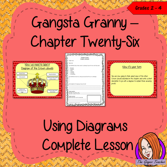 Complete Lesson on Using and Labelling Diagrams in texts - Gangsta Granny by David Walliams Complete lesson on the 26th chapter of Gangsta Granny by David Walliams. Children will read and discuss the chapter. There is a PowerPoint to explain diagrams and the activity. Children can then plan and write their own short piece of writing. Then children will create a detailed diagram. There is also a short chapter summary sheet #lessonplans #bookstudy #teachingideas #readingactivities