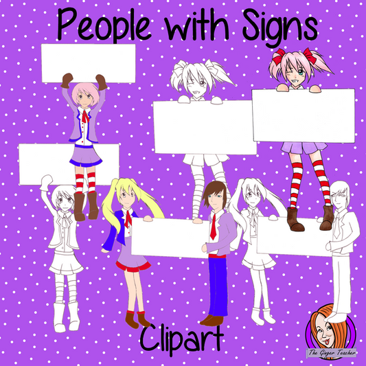 Unique people holding signs clipart