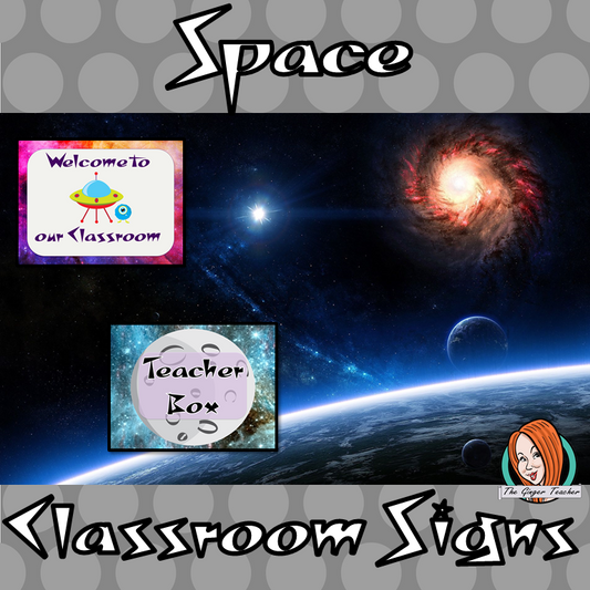 Outer Space Themed Classroom Signs  This download includes fun space themed classroom signs. These are great for teachers and kids to have an outer space room.  This download includes: - Book hospital sign - Teacher box sign  - Welcome to our class sign - Editable welcome sign - 16 subject box labels #classroomthemes #teachingideas #outerspaceclassroom
