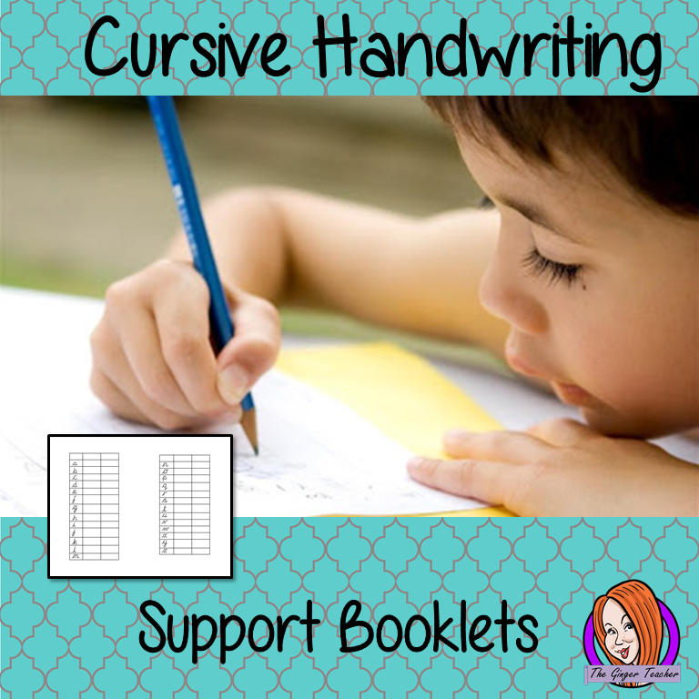 Cursive handwriting support booklets