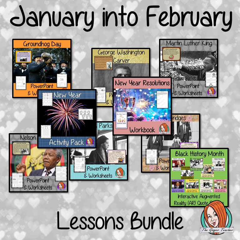 January into February Seasonal Products Bundle This bundle of products are all related to the month of January or early February. Grab the whole bundle for 20% discount This bundle includes:- Groundhog Day Lesson - Black History Month Quote Posters - Black history Month Famous people Lessons - New Year Activity Pack - New Year Resolutions Pack #newyear #january #february #newyearlessons