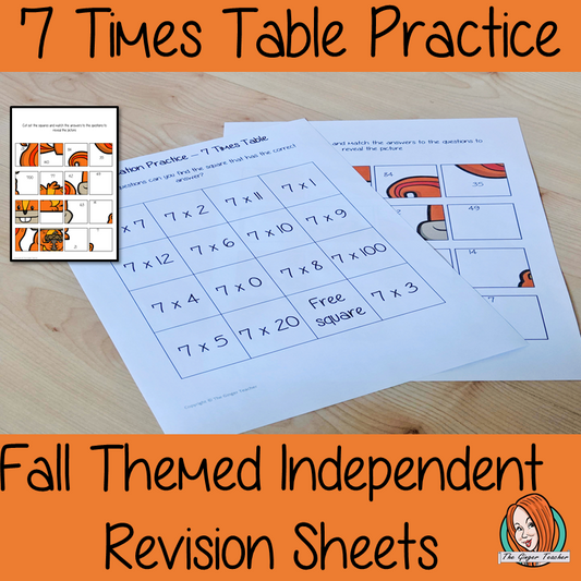 Fall Themed Independent Multiplication Revision Sheets 5x No Prep independent revision activity for the five times tables. Children have to cut out and stick the correct answer to the question square, when the correct squares are all in place a fall themed picture will be revealed. #teachmultiplication #revisemultiplication #fourtimestables #noprep #mathsworksheets