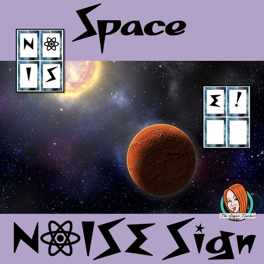 Outer Space Themed Noise letters This download includes fun space themed noise letters. I use these to remind children to keep the classroom noise down. If they are making too much noise they lose a letter.   These are great to complete your outer space themed classroom. #classroomthemes #teachingideas #spaceclassroom
