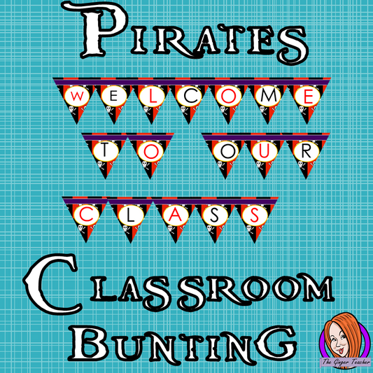 Pirate Themed Classroom Bunting This download includes fun pirate themed classroom bunting. These are great for teachers and kids to have a pirate room and add extra pirate to your room. #classroomthemes #teachingideas #pirateclassroom