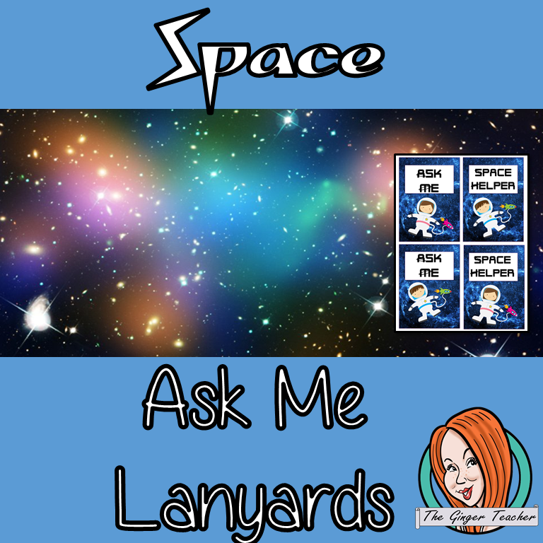 Space classroom Themed ‘Ask Me’/ Helper Lanyards This download includes a fun space lanyard for your classroom helpers. These are great for kids to help their teacher and classmates when they finish their work This download includes: - Ask me and space helper lanyard cards - Full instructions #classroomthemes #teachingideas #spaceclassroom