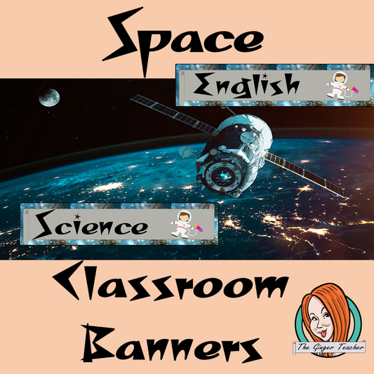 Outer Space Themed Classroom Banners  This download includes 3 fun space themed subject banners: English, Science and Mathematics (includes Math, Maths and Mathematics). These are great to complete your outer space themed classroom. #classroomthemes #teachingideas #spaceclassroom