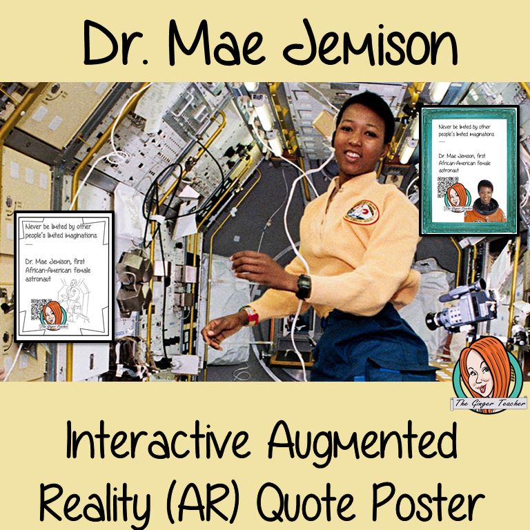 Dr. Mae Jemison Interactive Quote Poster Augmented Reality (AR) interactive quote poster This poster can be printed and used in your classroom access the augmented reality aspects of this poster download the free Metaverse AR (augmented reality) app. Dr. Mae Jemison will appear in your classroom to give your kids extra facts and a short video. Included are two posters one color and one black and white with AR codes for interactive content #blackhistorymonth #blackhistory #barackobama