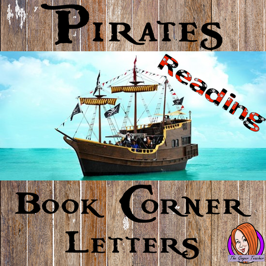 Pirate Class Book Corner Letters – Freebie!  This free download includes fun pirate themed book corner lettering for your reading corner display for your classroom. These are great for teachers and kids to have a pirate room.  #classroomthemes #teachingideas #pirateclassroom