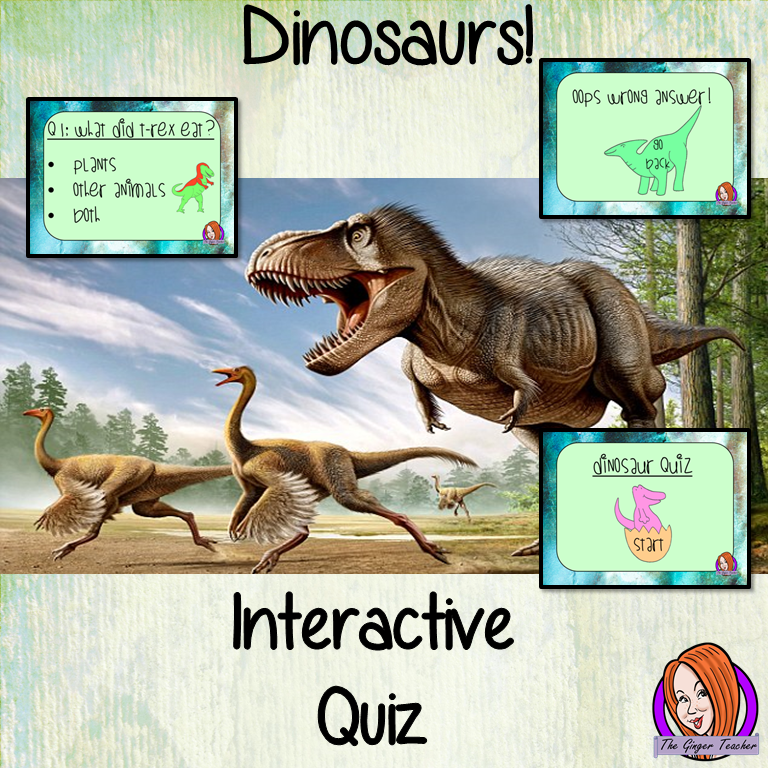 Dinosaurs Quiz   -  Paperless digital resource Interactive PDF Freebie