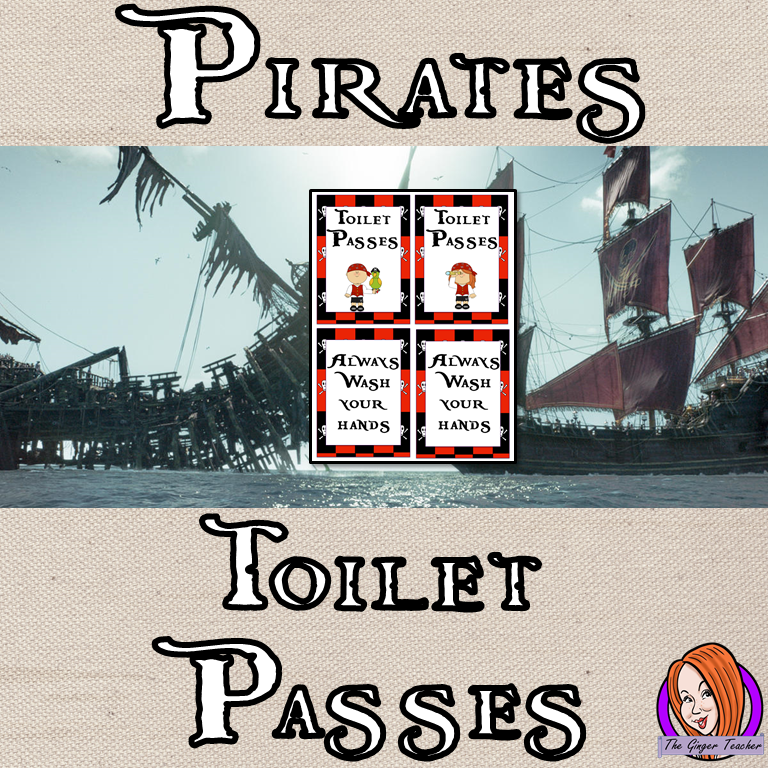 Pirate Classroom Toilet Passes This download includes a fun pirate themed toilet pass for your classroom. These are great for teachers and kids to have a pirate room and give children responsibility for their bathroom breaks. #classroomthemes #teachingideas #pirateclassroom