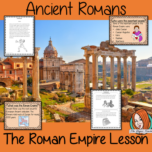 Ancient Roman Empire Complete History Lesson This download is a complete lesson to teach children about the Roman Empire.  The children will learn about what the empire was, when it was and how the Roman Empire changed the world. Some of the most important people from the Roman Empire. 32 slide PowerPoint 10-page worksheet an activity to write an explanation text on the Roman Empire. #lessonplanning #ancientromans #romans #teaching #resources #historylessons #historyplanning