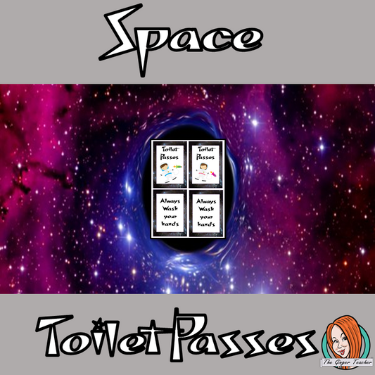 Space Classroom Toilet Passes This download includes a fun space themed toilet pass for your classroom. These are great for teachers and kids to have an outer space room and give children responsibility for their bathroom breaks. #classroomthemes #teachingideas #spaceclassroom