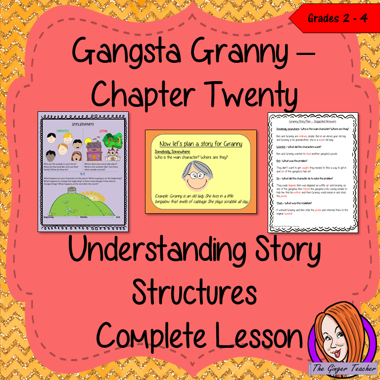 Story Structures; Complete Lesson  – Gangsta Granny This complete, English lesson on the 20th chapter of the book Gangsta Granny by David Walliams. The lesson focuses on planning a narrative and the important elements needed to create a story. There is a detailed PowerPoint to ensure children’s understanding the class will plan a story together and then the children will use writing frames and cloze sheets to create their own plans. #lessonplans #bookstudy #teachingideas #readingactivities