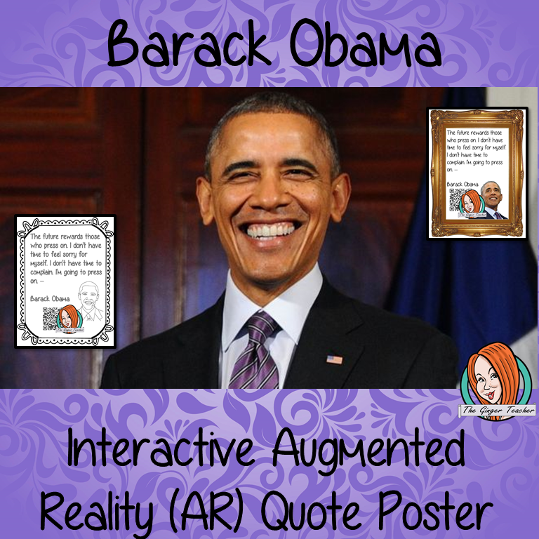 Barack Obama Interactive Quote Poster Augmented Reality (AR) interactive quote poster This poster can be printed and used in your classroom access the augmented reality aspects of this poster download the free Metaverse AR (augmented reality) app. Barack Obama will appear in your classroom to give your kids extra facts and two short videos. Included are two posters one color and one black and white with AR codes for interactive content #blackhistorymonth #blackhistory #barackobama