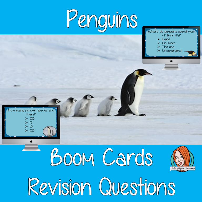 Penguins Revision Questions  This deck revises children’s knowledge of Penguins. There are multiple choice revision questions to check children’s understanding. These question cards are self-grading and lots of fun!