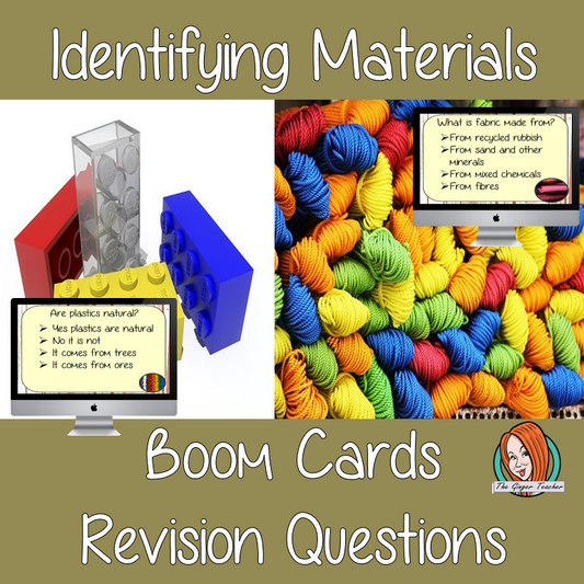 Identifying Materials Revision Questions  This deck revises children’s knowledge of Identifying Materials. There are multiple choice revision questions to check children’s understanding. These question cards are self-grading and lots of fun!