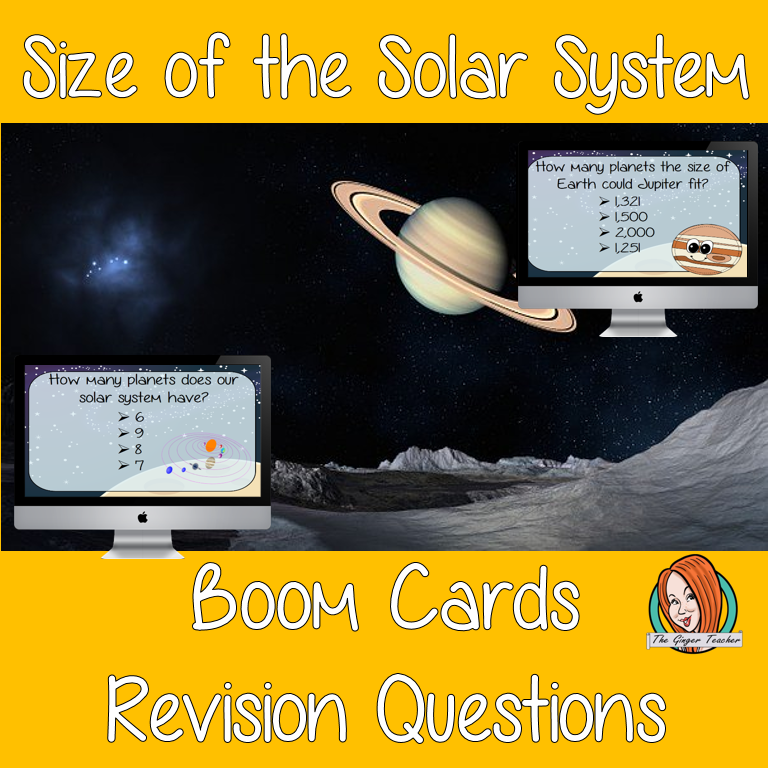 Size of the Solar System Revision Questions  This deck revises children’s knowledge of Size of the Solar System. There are multiple choice revision questions to check children’s understanding. These question cards are self-grading and lots of fun!   