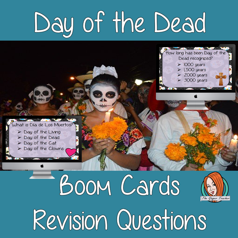 Day of the Dead Revision Questions  This deck revises children’s knowledge of Day of the Dead. There are multiple choice revision questions to check children’s understanding. These question cards are self-grading and lots of fun!