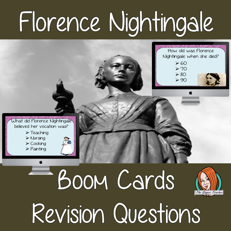 Florence Nightingale Revision Questions  This deck revises children’s knowledge of Florence Nightingale. There are multiple choice revision questions to check children’s understanding. These question cards are self-grading and lots of fun!
