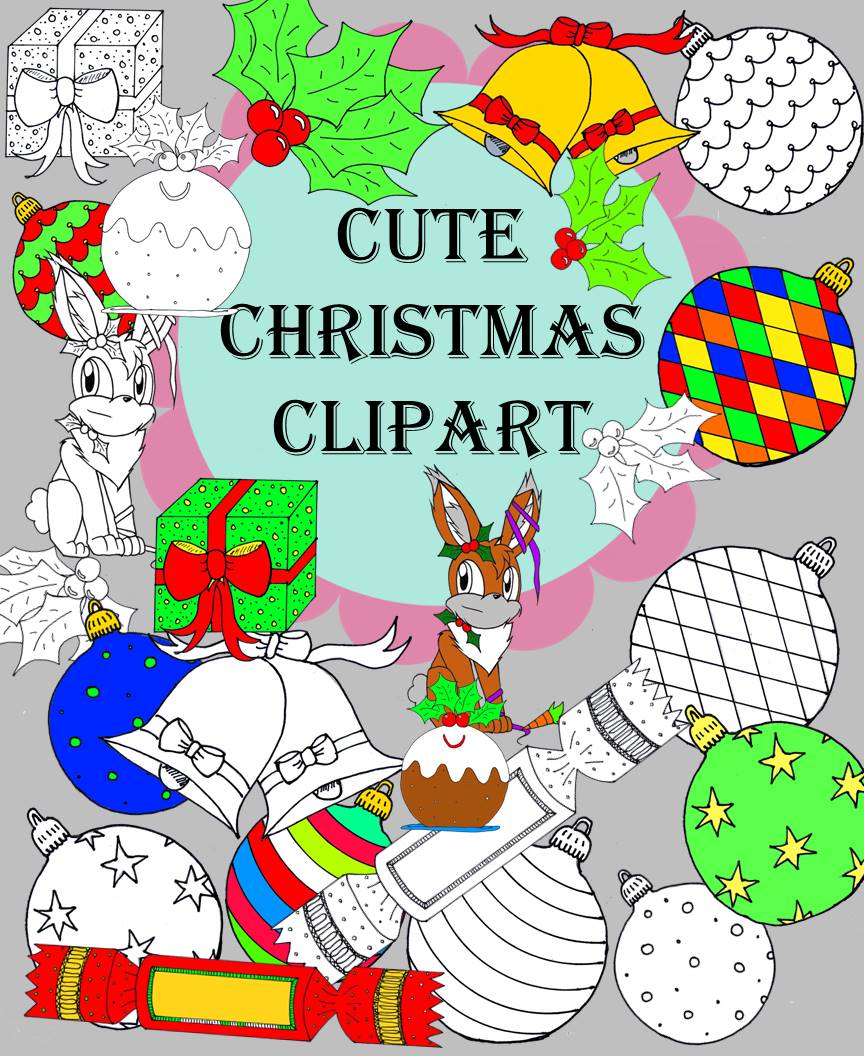 Cute Coloured and BW Christmas Clipart