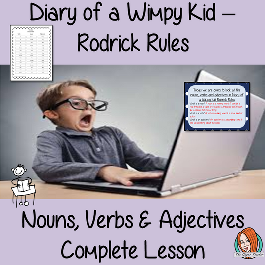 Nouns, Verbs and Adjectives Complete Lesson  – Diary of a Wimpy Kid Rodrick Rules