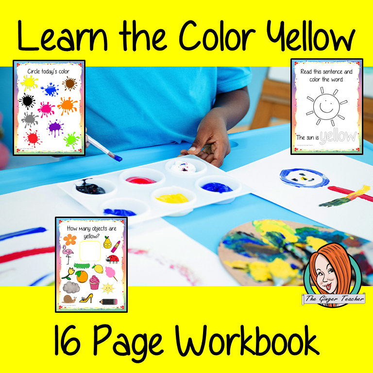 Color ‘Yellow’ 16 Page Workbook Help your children practice recognizing and writing the color yellow, with 15 pages of activities to select and color. The 15 pages contain, object coloring, tracing, spelling the color word and picking out the yellow objects. #learncolors #teachcolors 