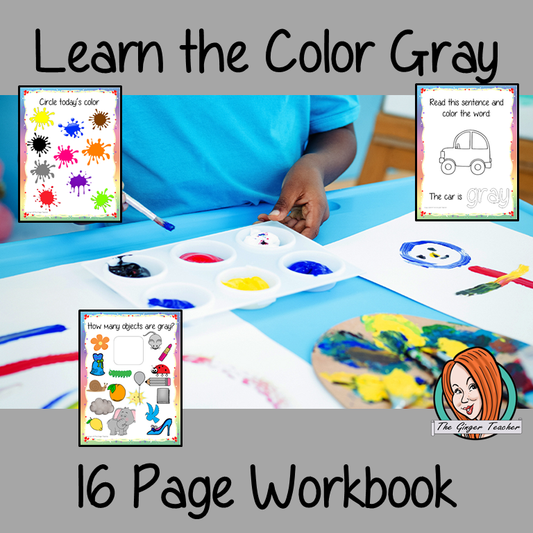 Color ‘Gray’ 16 Page Workbook Help your children practice recognizing and writing the color Gray, with 15 pages of activities to select and color. The 15 pages contain, object coloring, tracing, spelling the color word and picking out the Gray objects. #learncolors #teachcolors #gray #grey