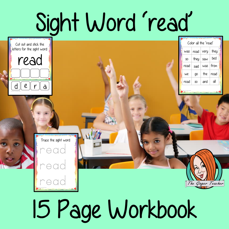 Sight word ‘read’ 15 page workbook. Contains pages to learn the fry sight word ‘read’, for learning the high frequency words. Contains handwriting practice, word practice, spelling and use in sentences. #sightwords # frywords #highfrequencywords